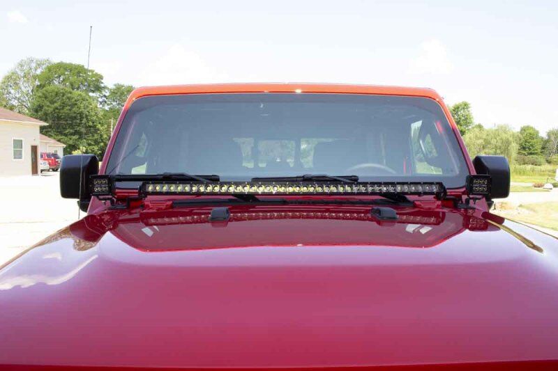 Jeep Wrangler JL Auxiliary Light Mounting Bracket - Fishbone Offroad - Cowl Light Brackets FB211110 - Black textured powder coat - `18-`27